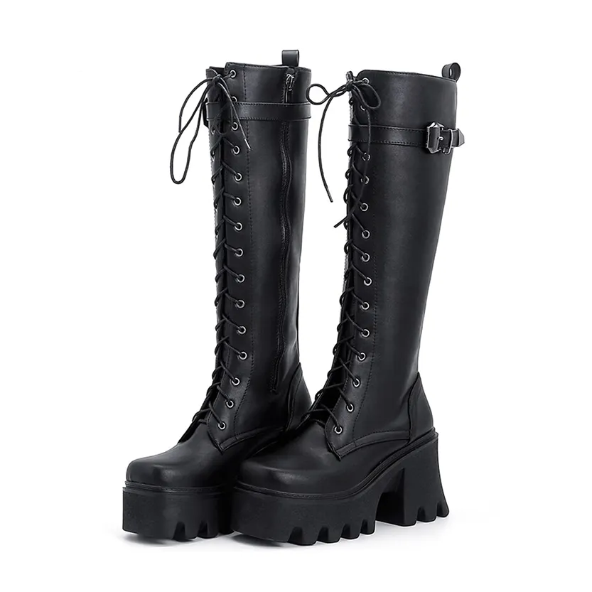 Funki Buys | Boots | Women's Lace Up Chunky Platform Boots