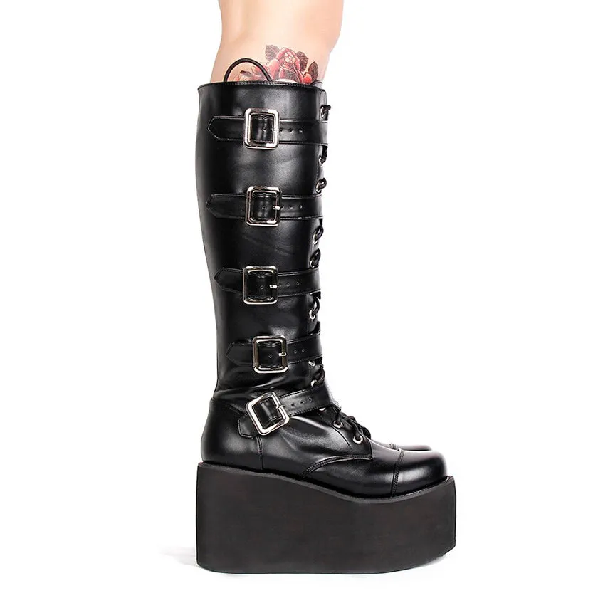 Funki Buys | Boots | Women's Platform Buckle Wedge Stud Boot