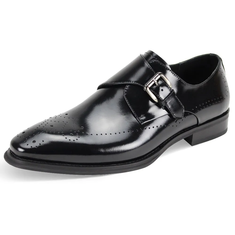 Giovanni Black men's shoes monkstrap calfskin leather dress fashion design