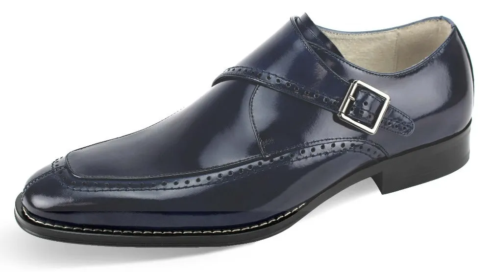 Giovanni Blue Men's Shoes Monkstrap Genuine Calfskin Leather STYLE: AMATO