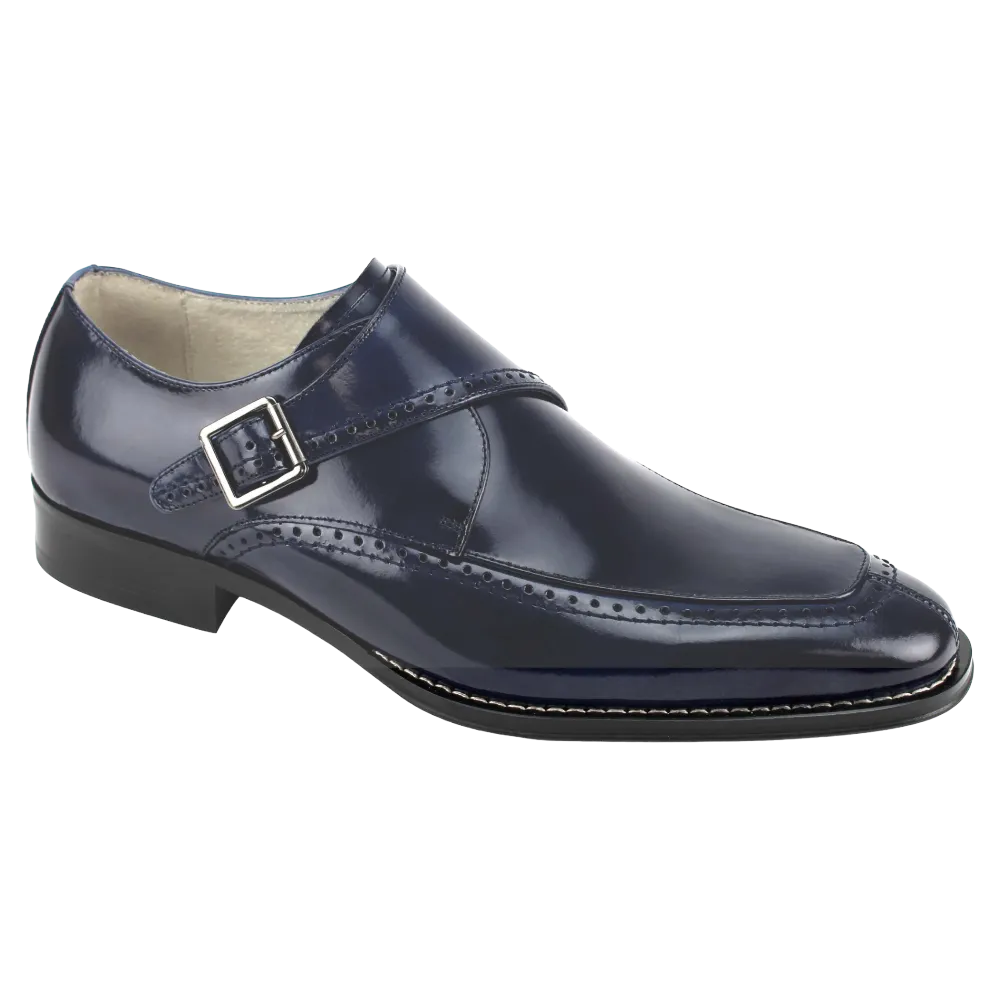 Giovanni Blue Men's Shoes Monkstrap Genuine Calfskin Leather STYLE: AMATO