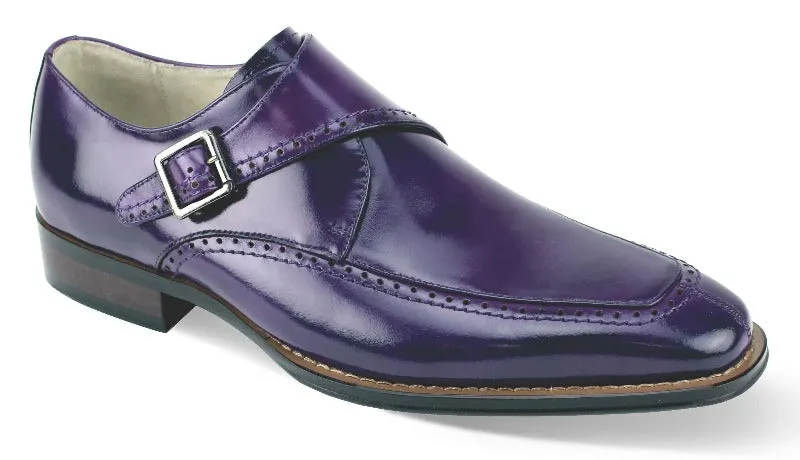 Giovanni Purple men's shoes monk strap calfskin leather