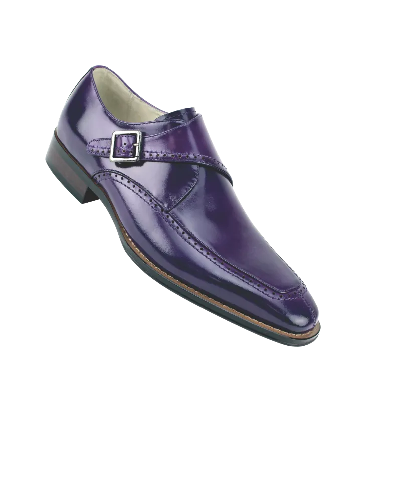 Giovanni Purple men's shoes monk strap calfskin leather