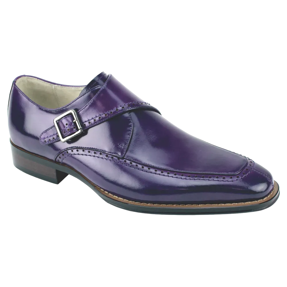 Giovanni Purple men's shoes monk strap calfskin leather