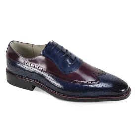 Giovanni RIO Blue-Burgundy Wingtip Lace Up Men Shoes