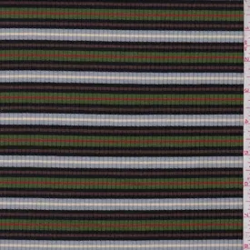 Grass/Navy/Blue Stripe Poor Boy Rib Knit Fabric