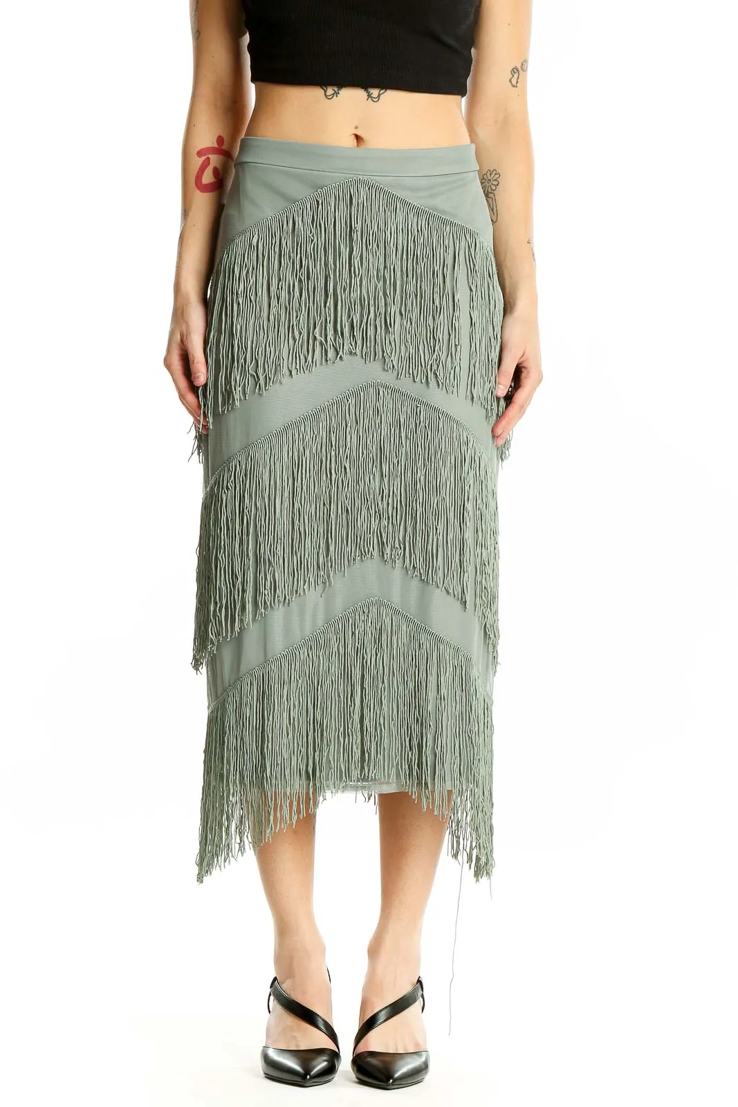 Gray Fringe Skirt