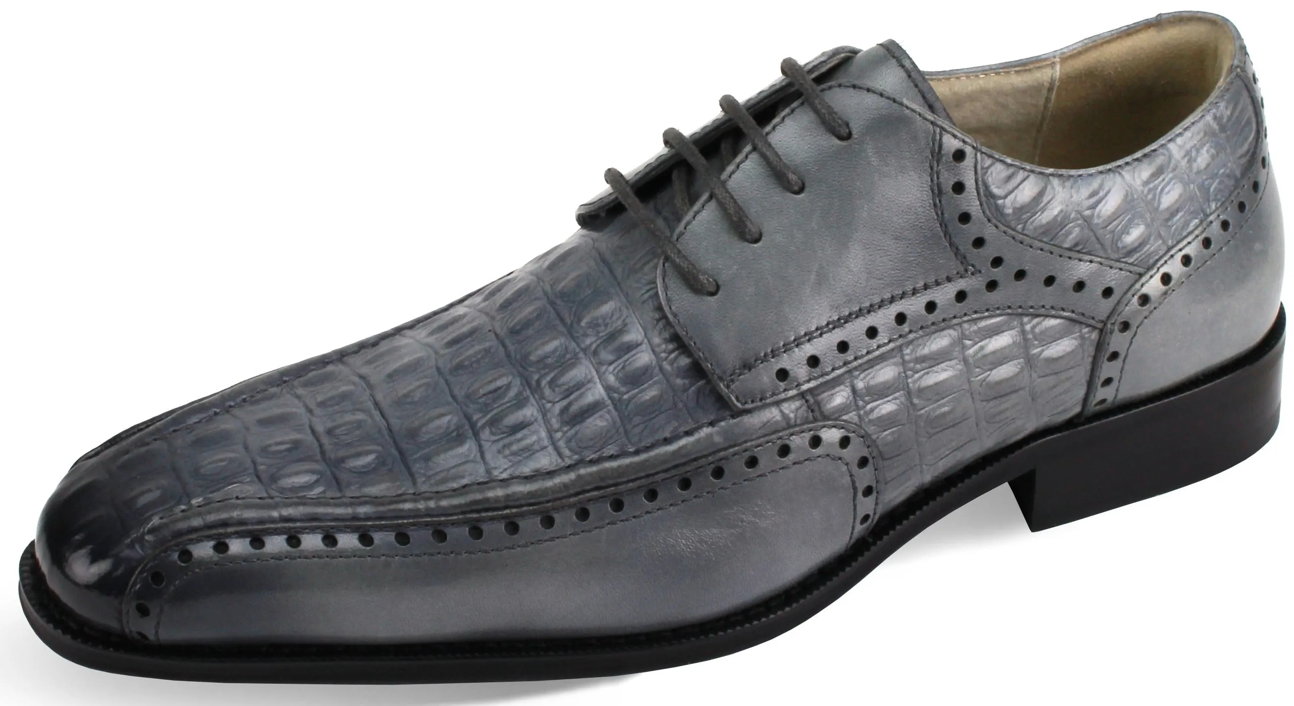 Grey Men's Lace-Up Shoes Genuine Leather by Giovanni