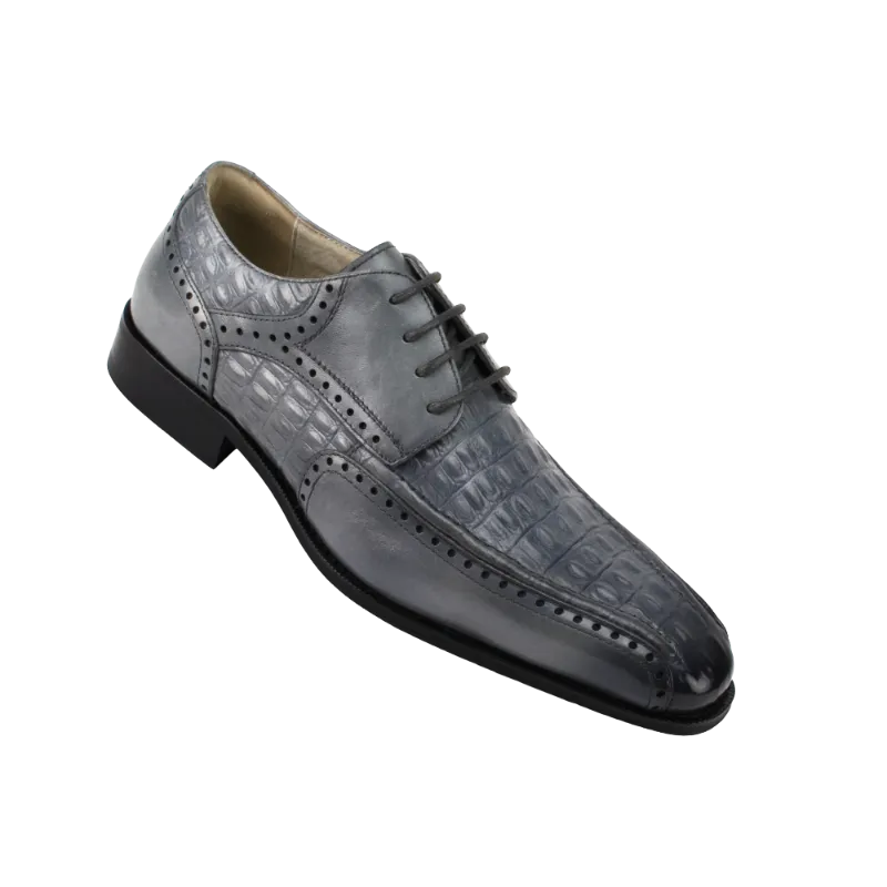 Grey Men's Lace-Up Shoes Genuine Leather by Giovanni