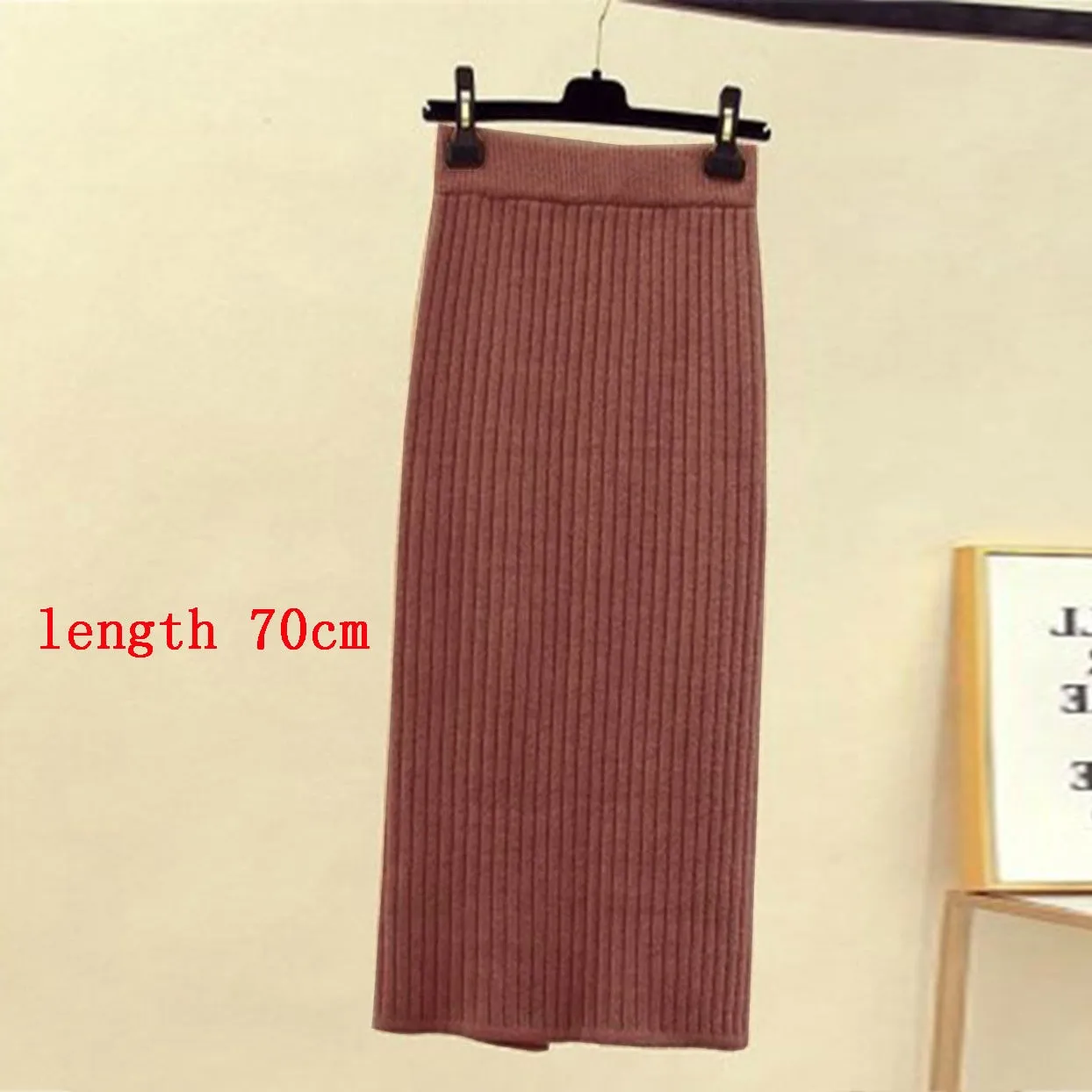 High Waist Women Knitted Skirt Spring Autumn Fashion Rib Skirt Elegant Midi Skirt