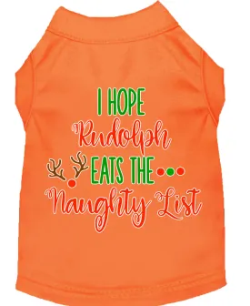 Hope Rudolph Eats Naughty List Screen Print Dog Shirt Orange Xs