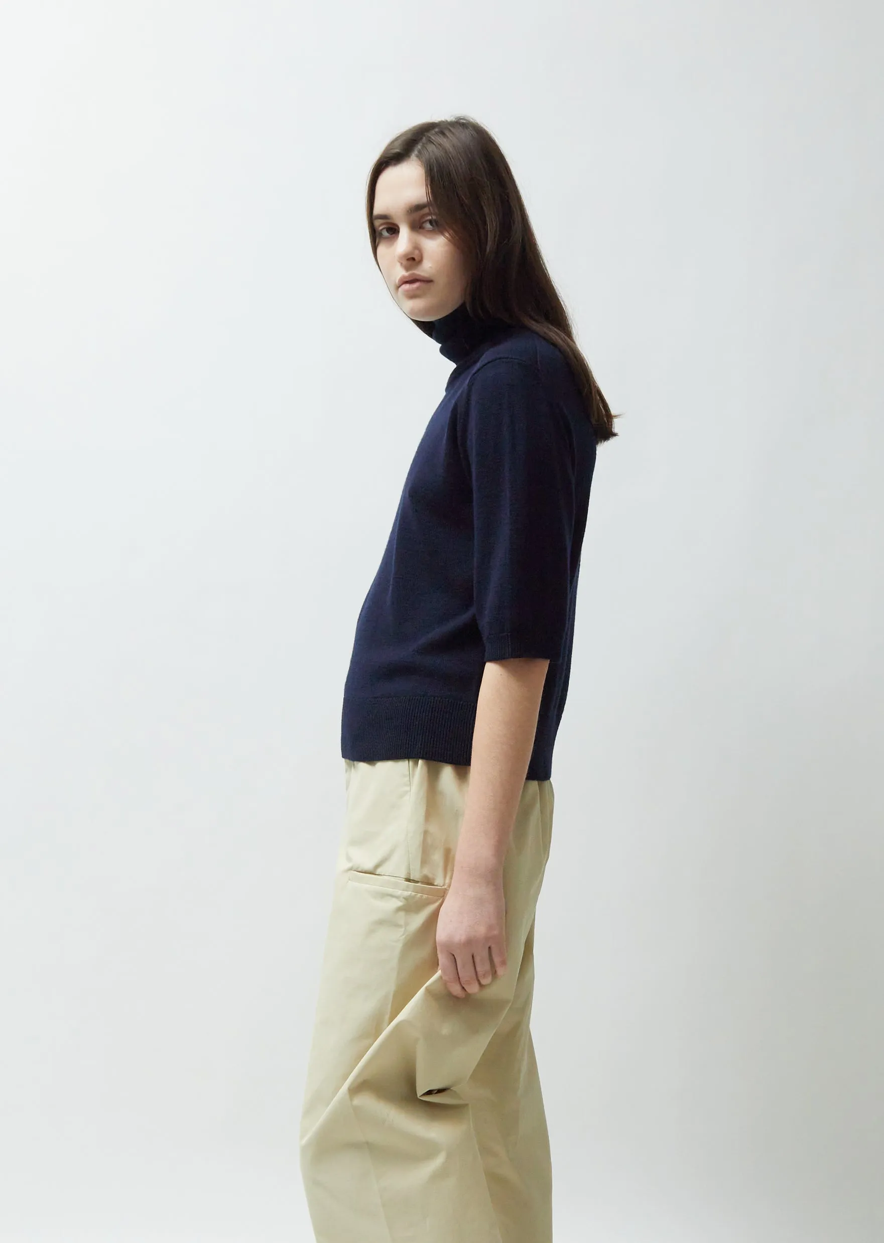 Inber Short Sleeve Roll Neck — Dark Navy