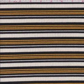 Ivory/Black/Gold Stripe Poor Boy Rib Knit Fabric