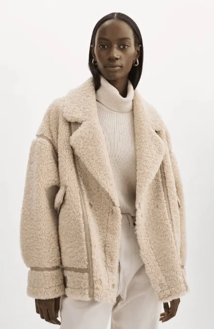 Lamarque Badu Faux Shearling Jacket in Beige