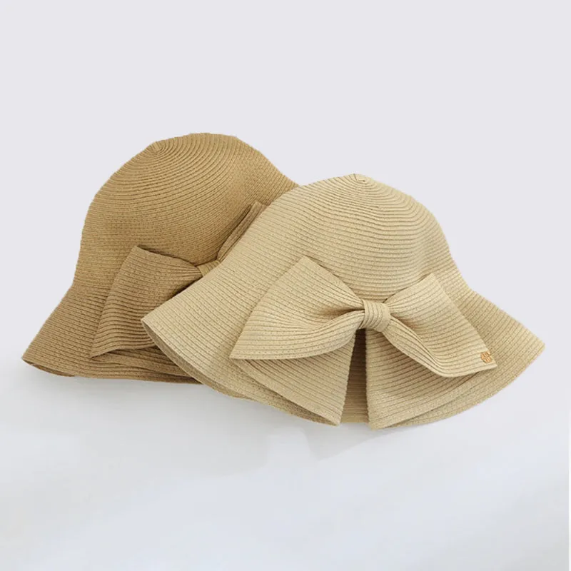 Lavish Wide-brimmed Outdoor Beach Sun Hats with Large Bow Style