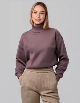 Lilac Ribbed Knit Turtleneck Sweater