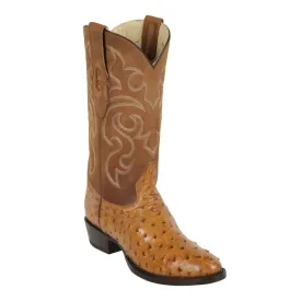 Los Altos Boots Mens #650354 Round Toe | Genuine Ostrich | Color Amber