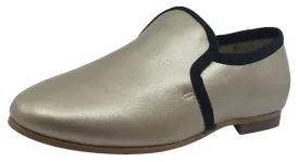 Luccini Slip-On Smoking Loafer, Platino/Black Trim