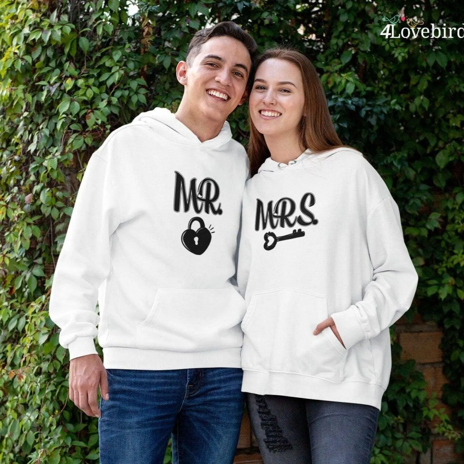 Matching Set: Lock & Key Hoodie, Mr. & Mrs. Shirt, Marriage Tshirt, Honeymoon Sweatshirt, Gift for Couple, Cute Married Couple Top