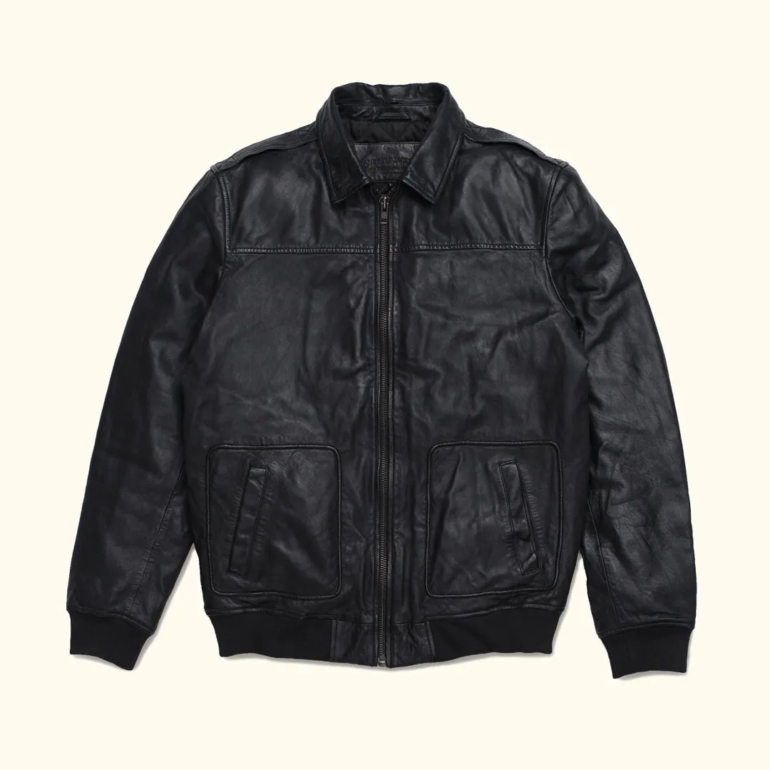 Maverick Leather Bomber Jacket | Vintage Black