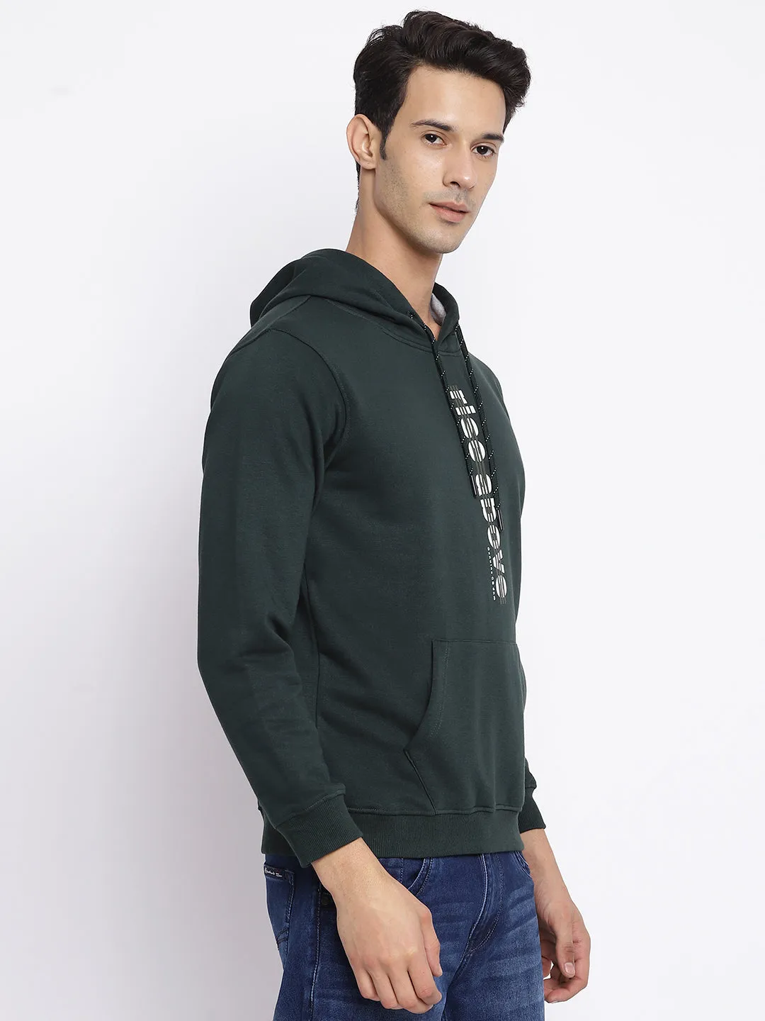 Men Bottle Green Sweatshirt