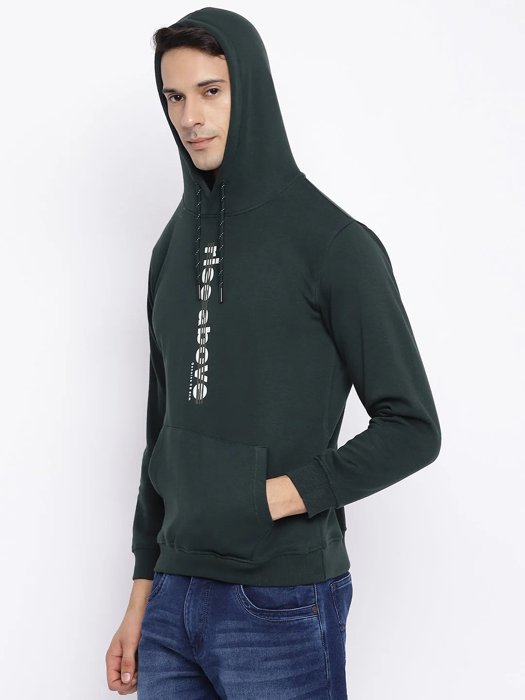 Men Bottle Green Sweatshirt