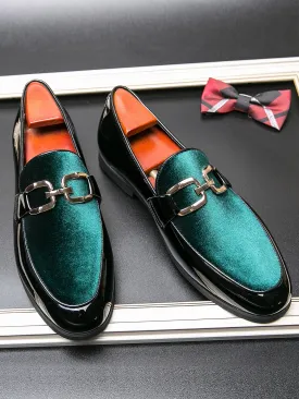 Men Color Block Slip-On Horsebit Loafers