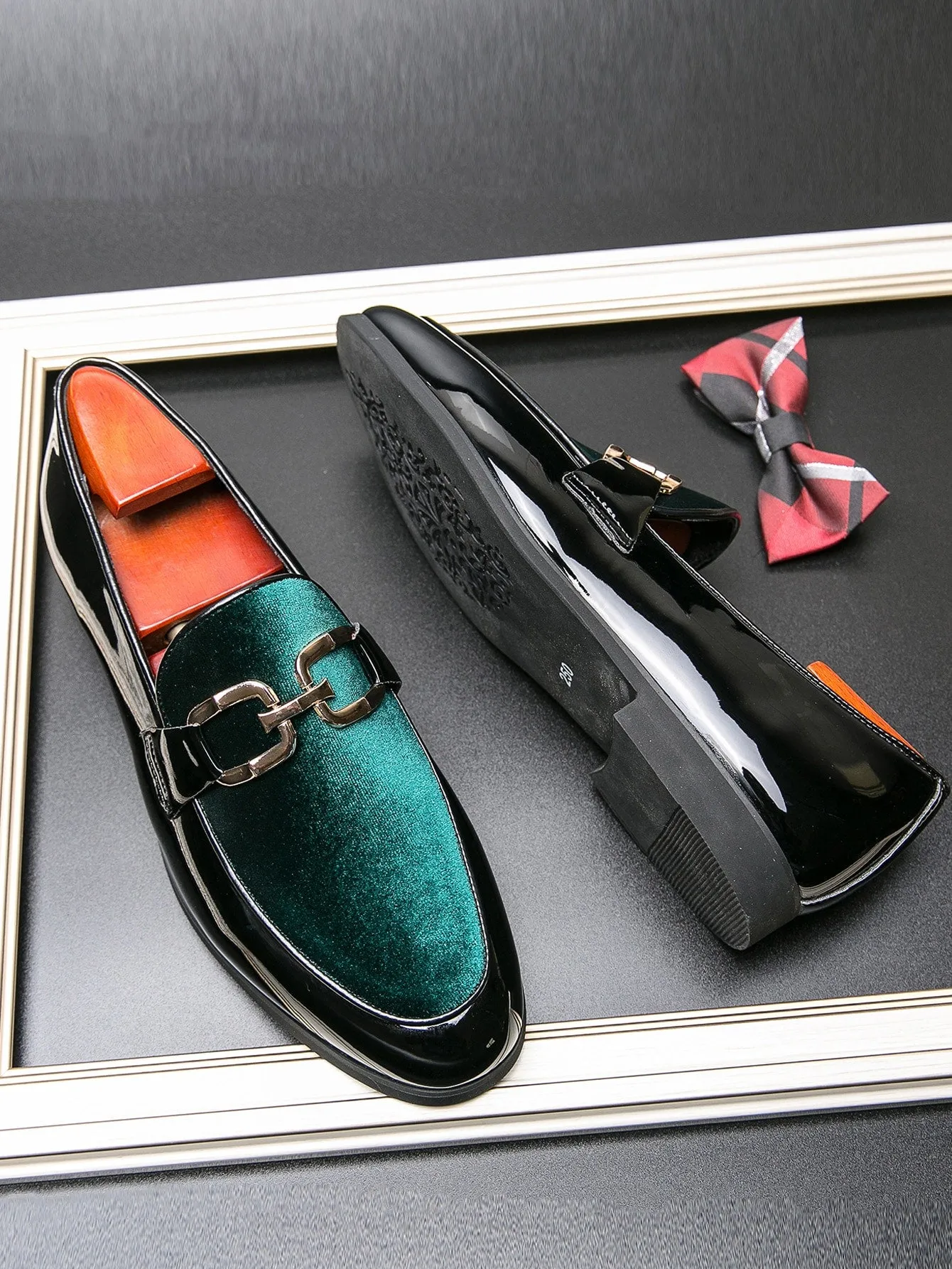 Men Color Block Slip-On Horsebit Loafers