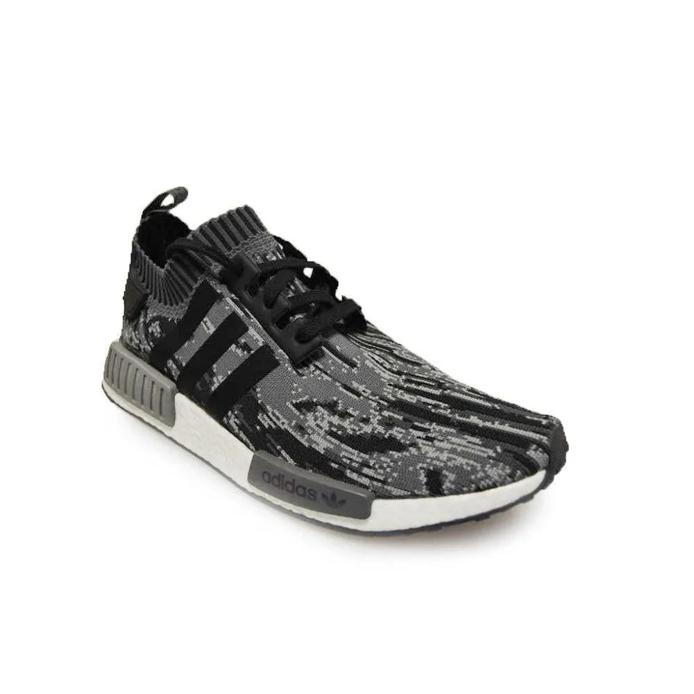 Men's Adidas NMD_R1 Primeknit - BZ0223 - Black Glitch Camo Grey White Trainers