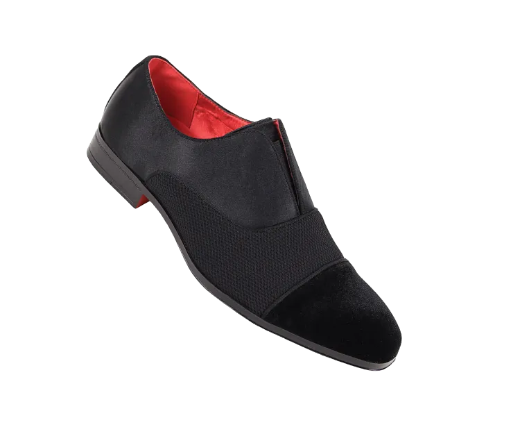 Men's Black Velvet and knitted Loafer Tuxedo and Prom Dress Shoes