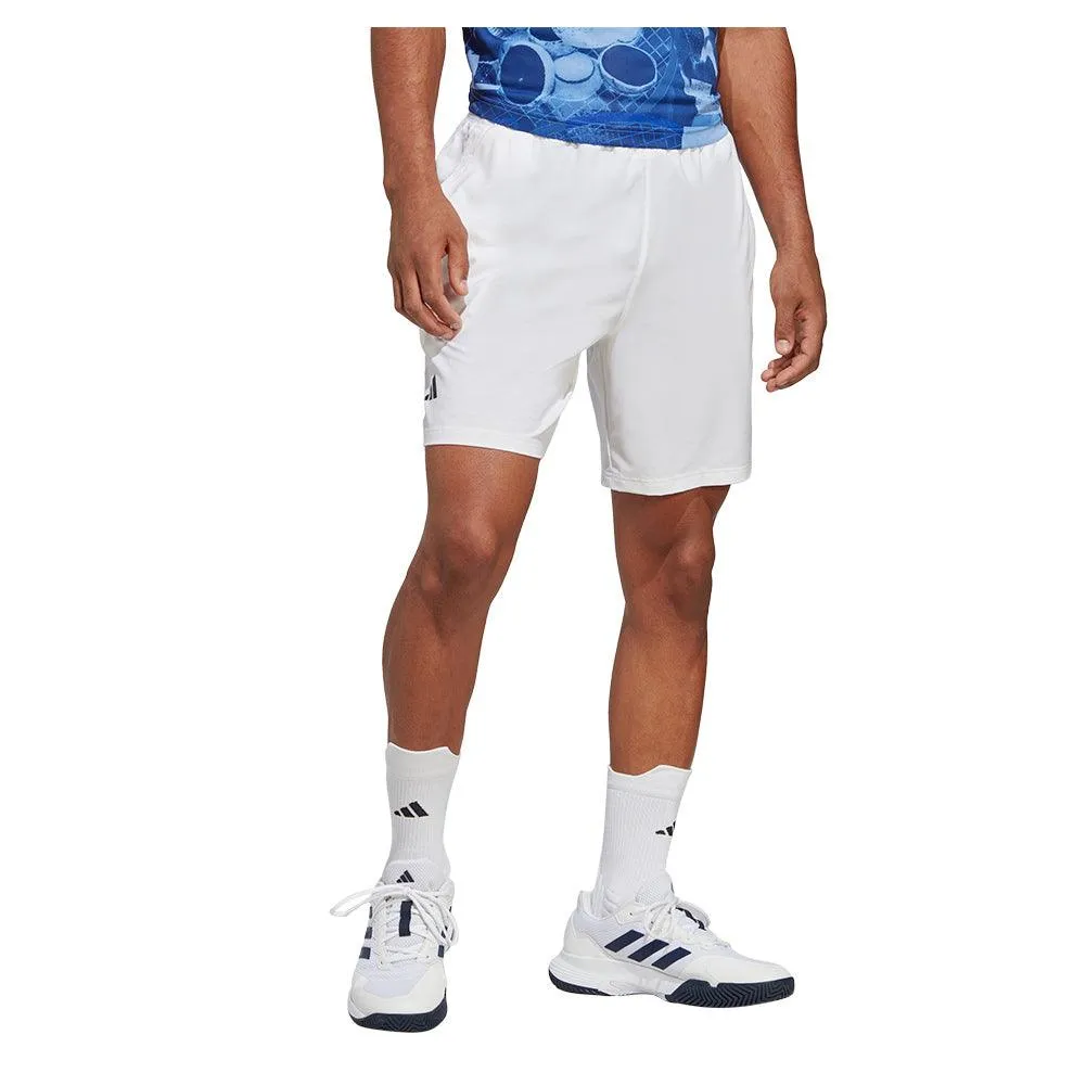 Men's Club Stretch Woven 9 Inch Tennis Shorts White