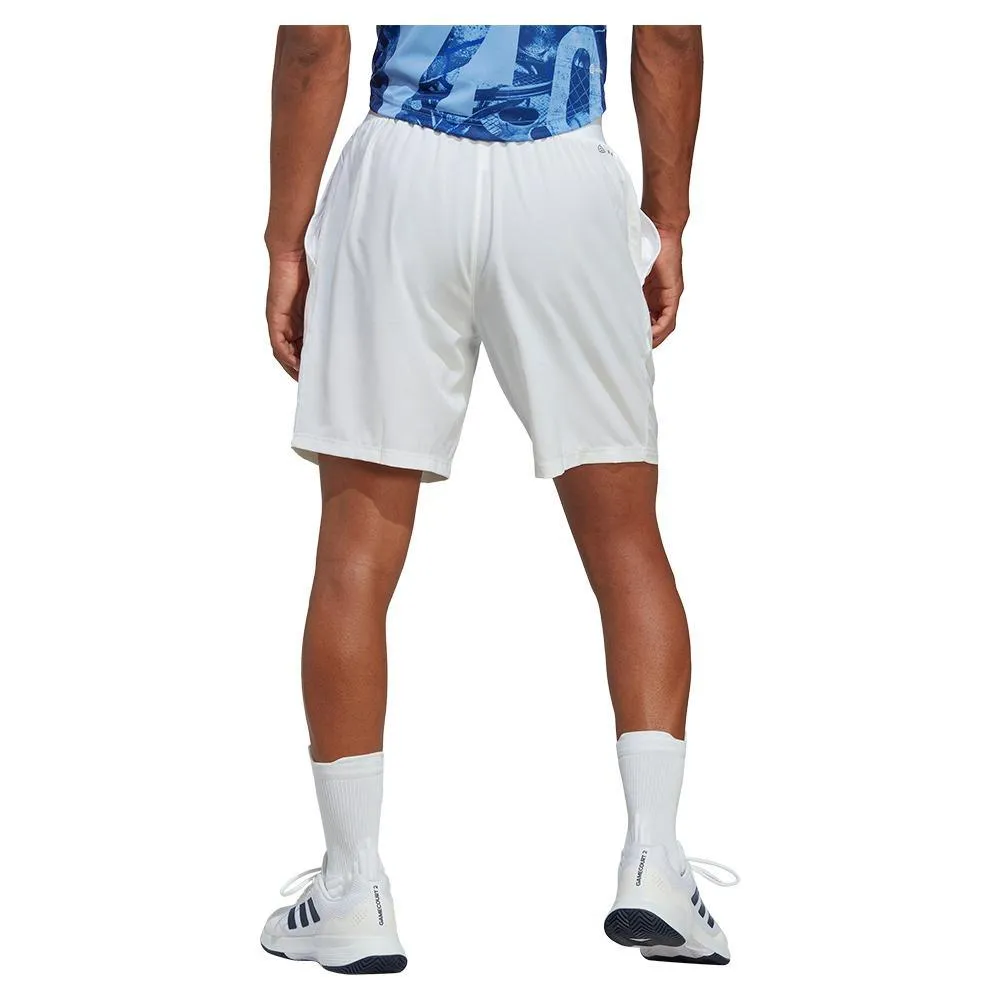 Men's Club Stretch Woven 9 Inch Tennis Shorts White