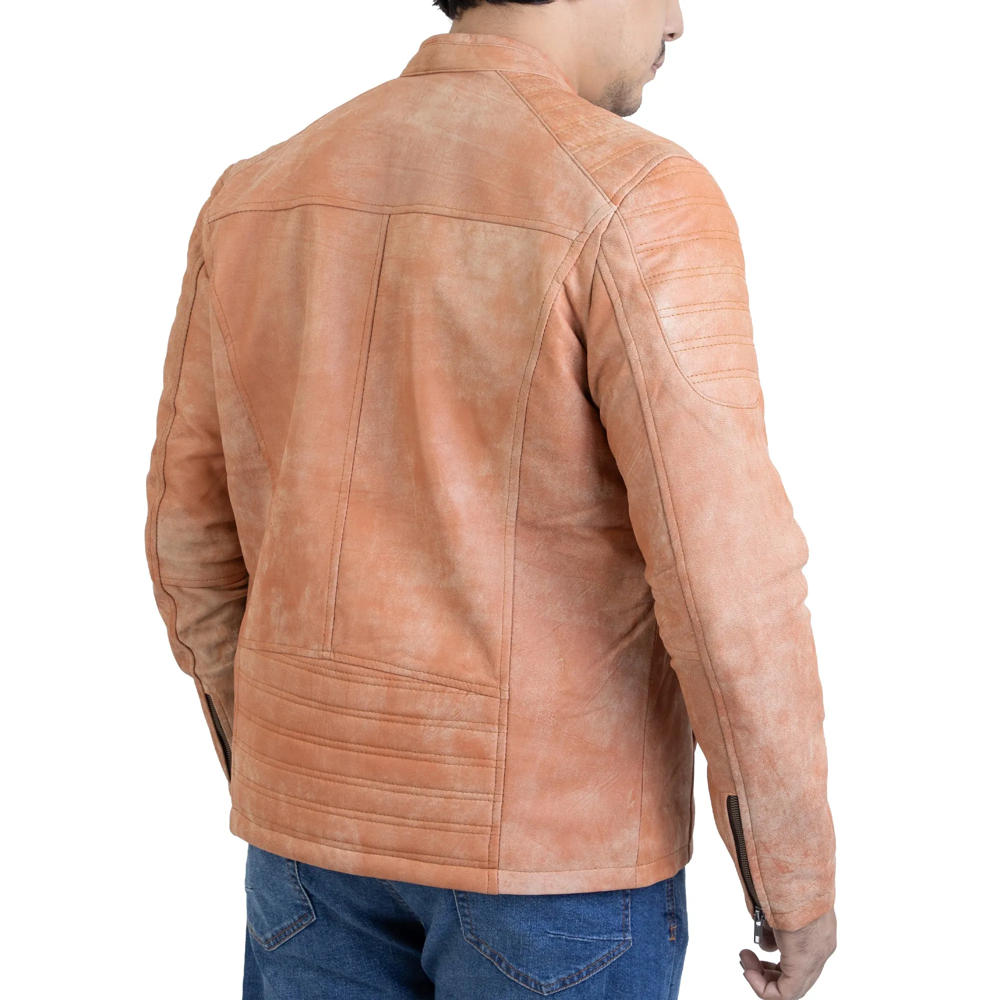 Mens Golden Buff Soft Real Leather Jacket