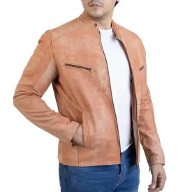 Mens Golden Buff Soft Real Leather Jacket