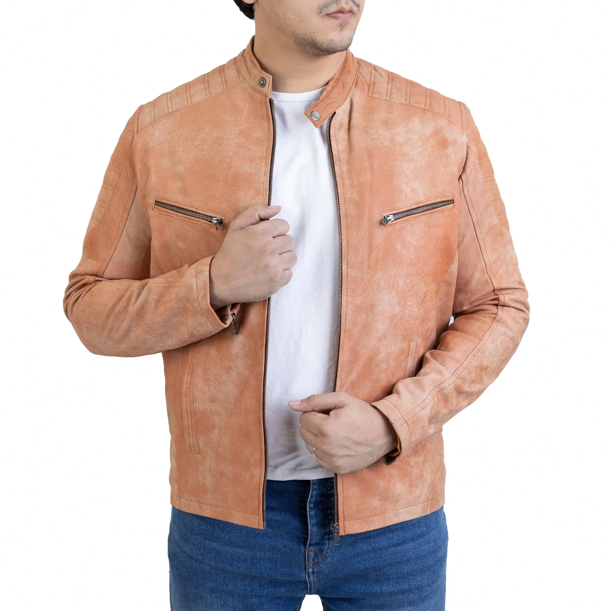 Mens Golden Buff Soft Real Leather Jacket