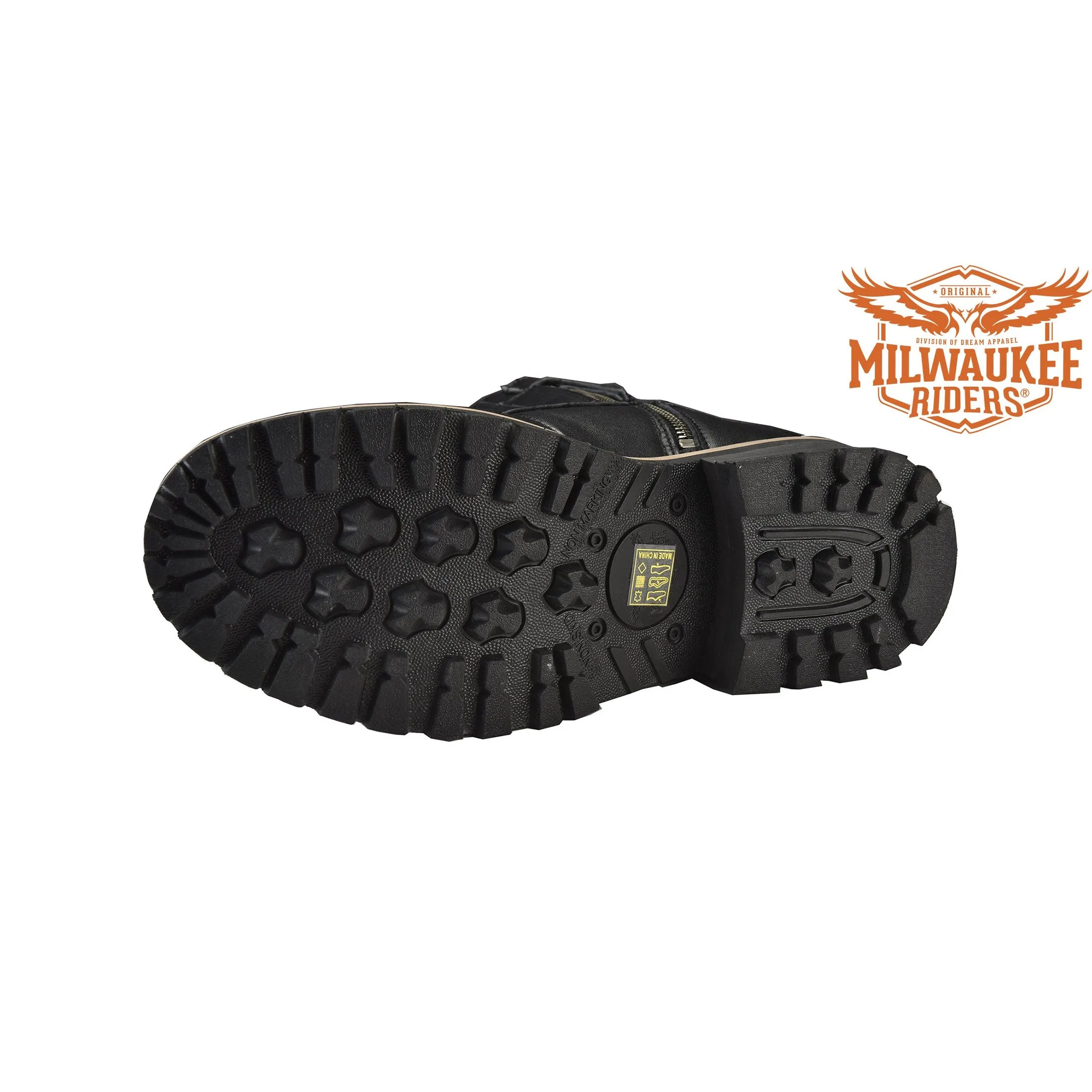 Men's Leather Motorcycle Boots Zipper And Lace-Up By Milwaukee Riders®