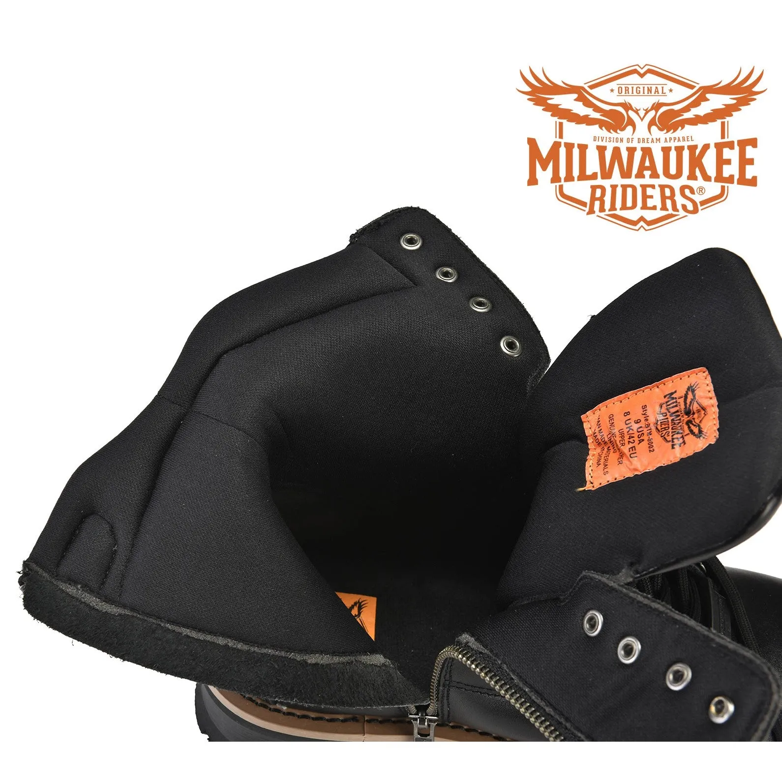 Men's Leather Motorcycle Boots Zipper And Lace-Up By Milwaukee Riders®