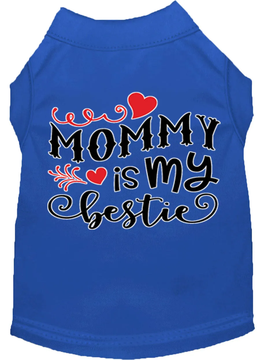 Mommy Is My Bestie Screen Print Dog Shirt Blue Lg