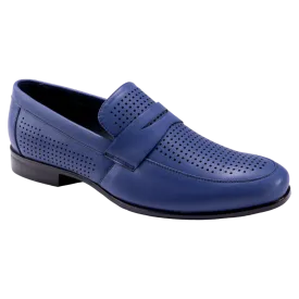 Montique Blue Men's Penny Strap Loafer Slip-On Dress Shoe