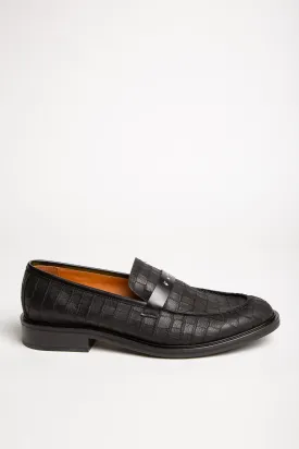 OFF-WHITE | BLACK CROC-EMBOSSED LOAFERS