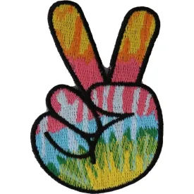 P5521 Colorful Peace Fingers Hand Sign Iron On Patch