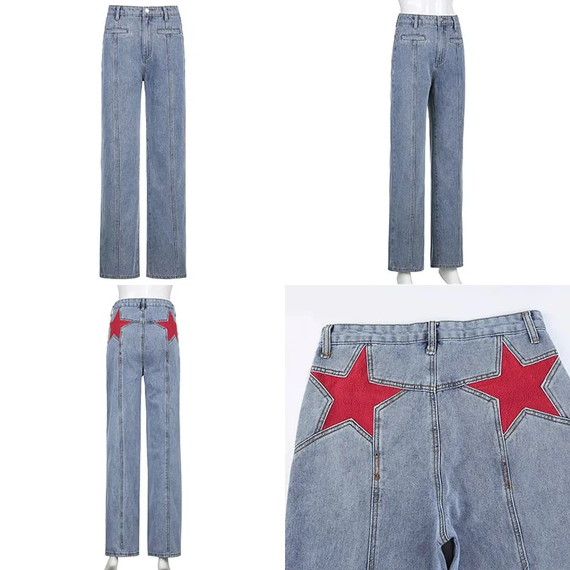 Red Star Flare Jeans "Firecracker" High Waist Denim Bell Bottom Pants Perfect Butt Jean Great For Independence Day Available In Sizes Small Medium Or Large