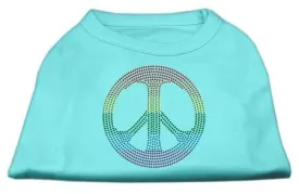 Rhinestone Rainbow Peace Sign Shirts Aqua XXL (18)