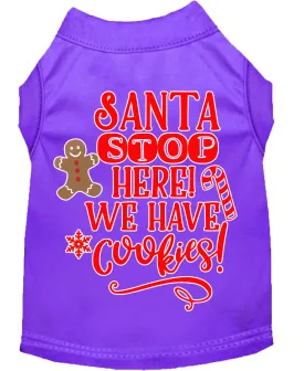 Santa, We Have Cookies Screen Print Dog Shirt Purple Xs