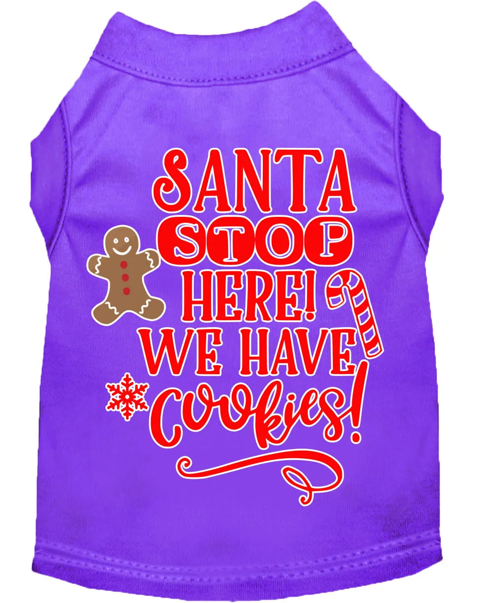 Santa, We Have Cookies Screen Print Dog Shirt Purple Xs