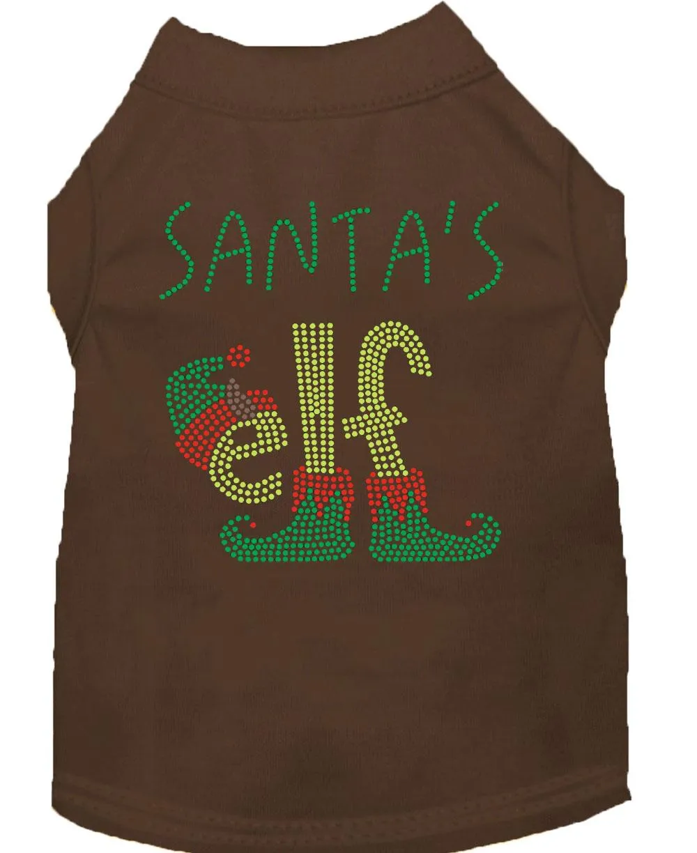 Santa's Elf Rhinestone Dog Shirt Brown Sm (10)