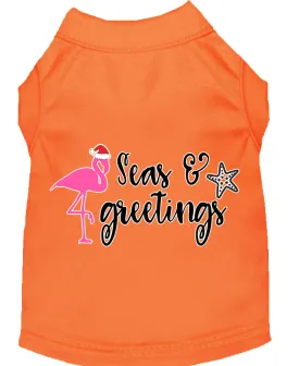 Seas And Greetings Screen Print Dog Shirt Orange Xxxl