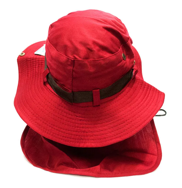 Solid Color Bucket Hat with Flap Neck Cover