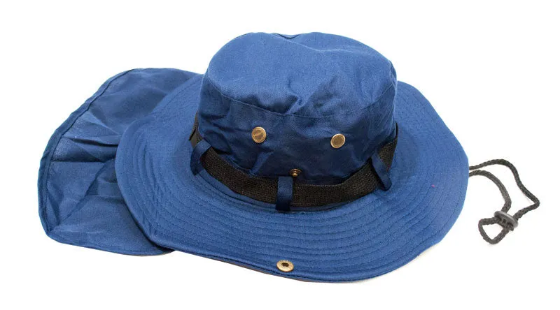 Solid Color Bucket Hat with Flap Neck Cover