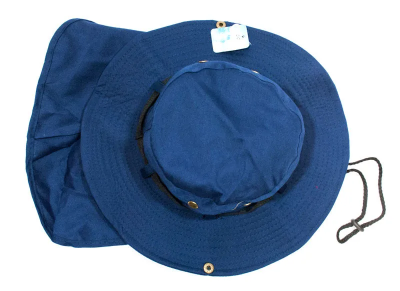 Solid Color Bucket Hat with Flap Neck Cover